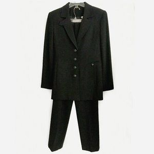 Dana Buchman Black 100% Wool Crepe Suit Jacket Coordinating Pants NWT